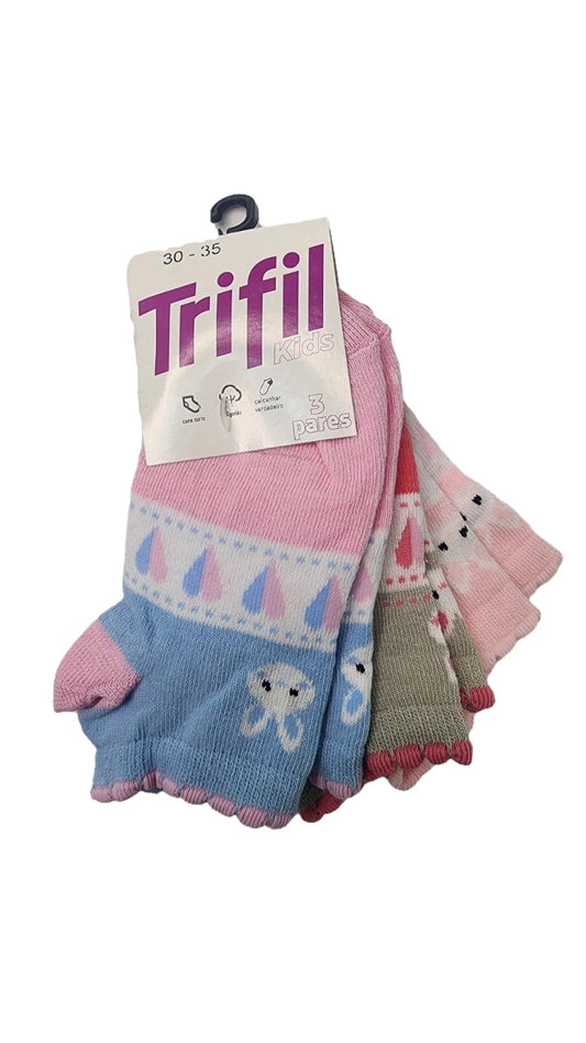 MEIA ESTAMPADA 3 PARES  - INFANTIL