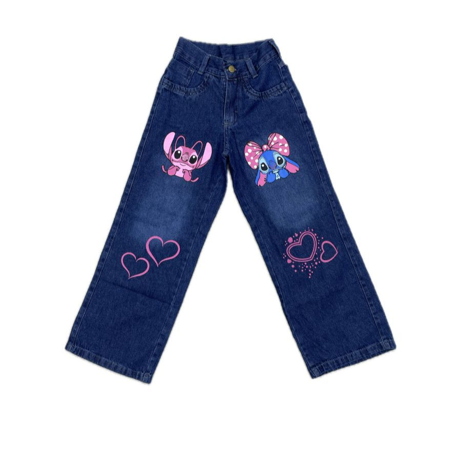CALÇA JEANS CARGO PERSONAGEM INFANTIL - MENINA