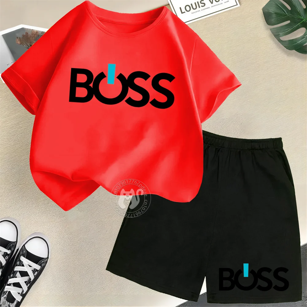 Conjunto Infantil "BOSS" Estilo Streetwear – Camiseta + Shorts | Para Meninos e Meninas de 7 a 13 Anos