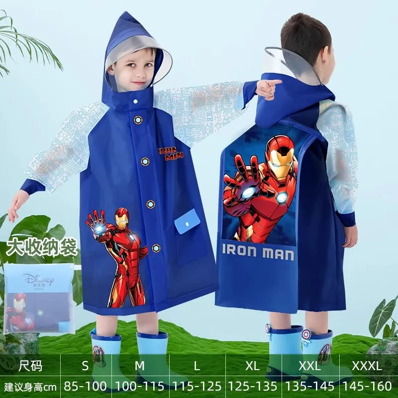 Capa de Chuva Infantil Disney – Modelos Elsa e Homem-Aranha | Impermeável com Espaço para Mochila | Unissex