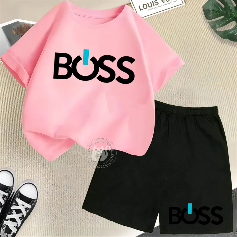 Conjunto Infantil "BOSS" Estilo Streetwear – Camiseta + Shorts | Para Meninos e Meninas de 7 a 13 Anos
