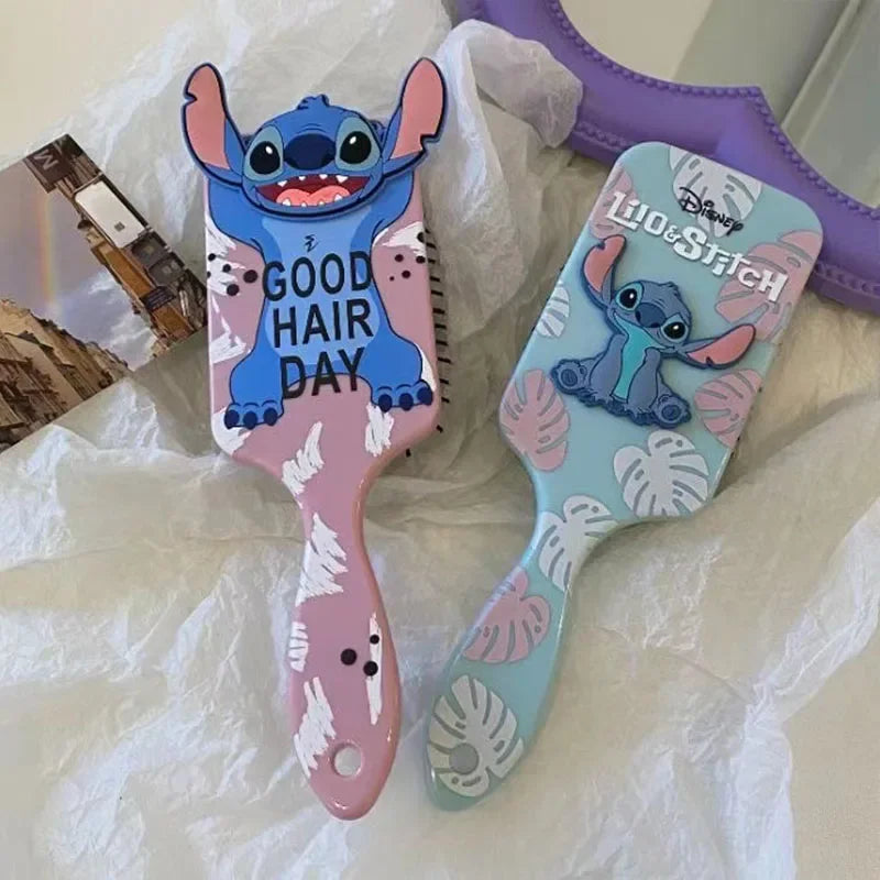 Escova de Cabelo Disney Lilo & Stitch – Modelo Massageador com Almofada de Ar | Estampa Stitch | Para Crianças e Estudantes