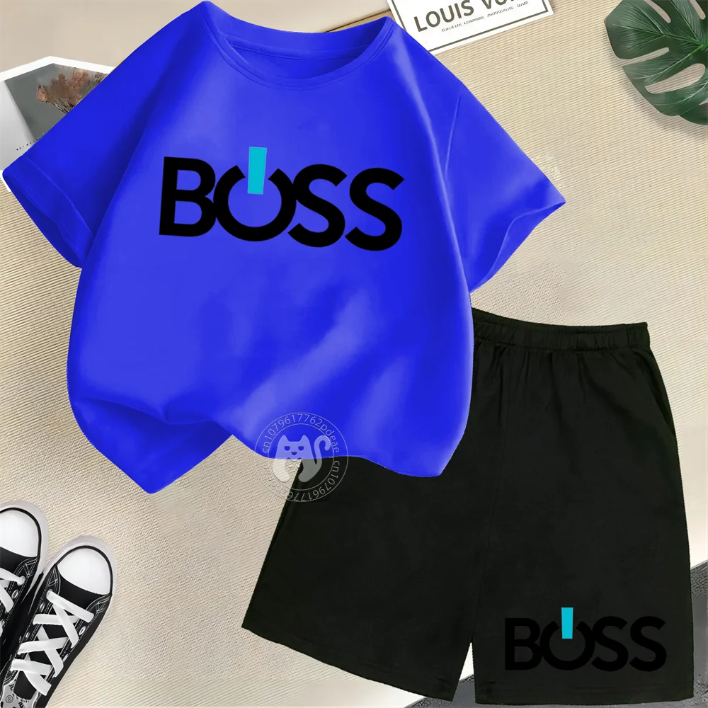 Conjunto Infantil "BOSS" Estilo Streetwear – Camiseta + Shorts | Para Meninos e Meninas de 7 a 13 Anos