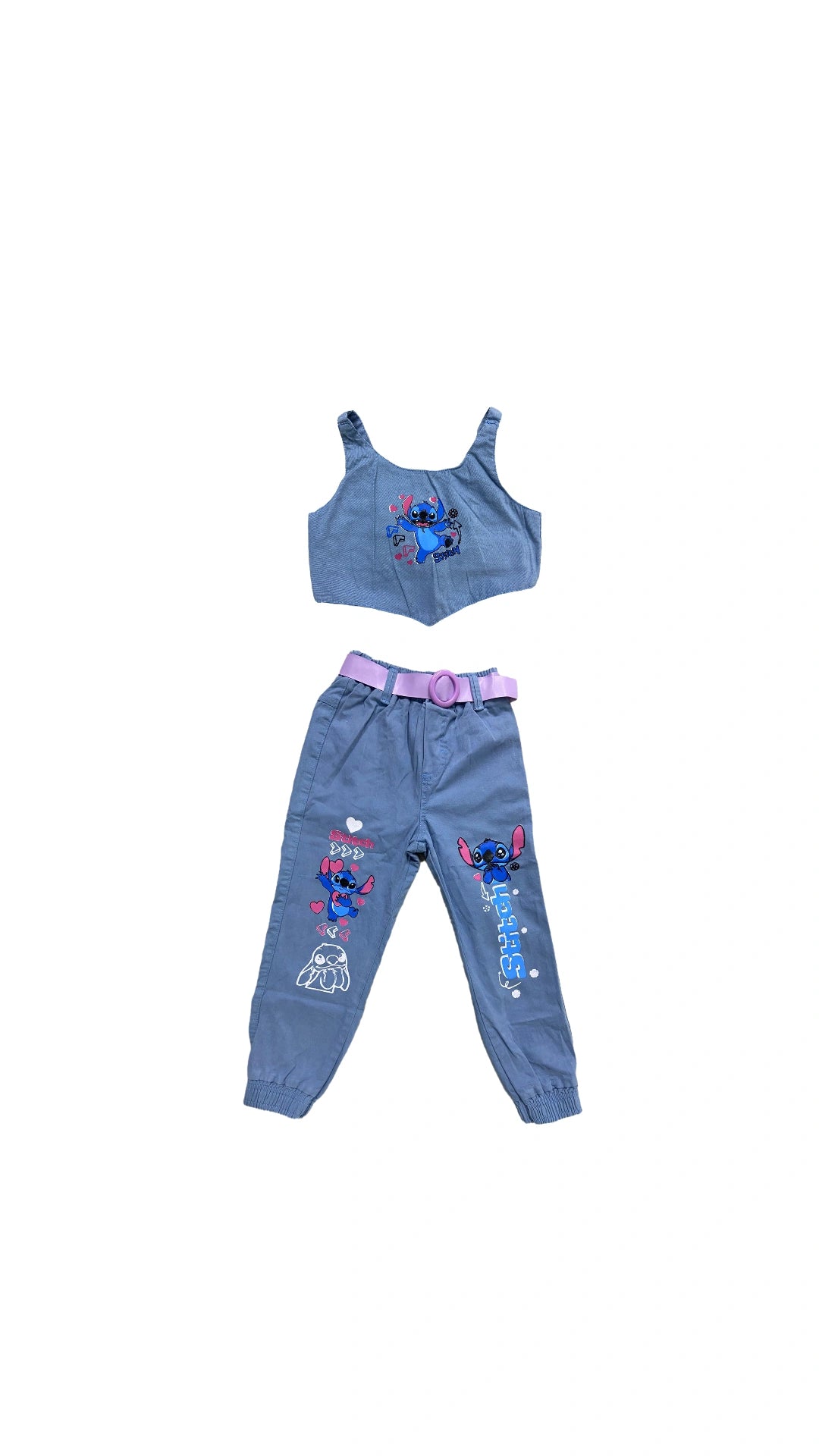 CONJUNTO JEANS PERSONAGEM STITCH - MENINA