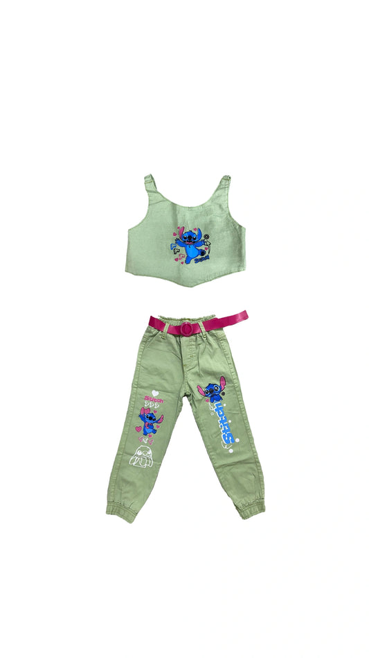 CONJUNTO JEANS PERSONAGEM STITCH - MENINA
