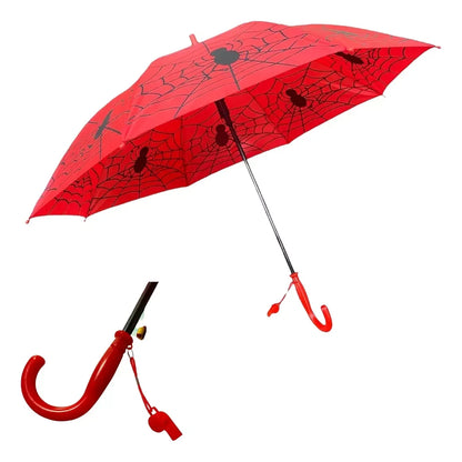 Guarda-Chuva Infantil Automático com Estampa de Aranha – Resistente ao Vento e com Apito Divertido | Modelo L & Q