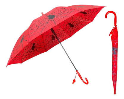 Guarda-Chuva Infantil Automático com Estampa de Aranha – Resistente ao Vento e com Apito Divertido | Modelo L & Q