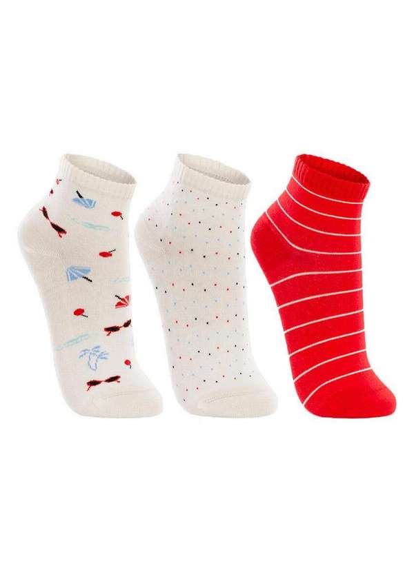 Meia kit 3 pares cano longo-ESTAMPADA