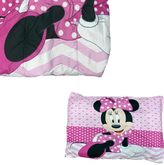 KIT EDREDOM PERSONAGEM MINNEI INFANTIL DE SOLTEIRO- MENINA