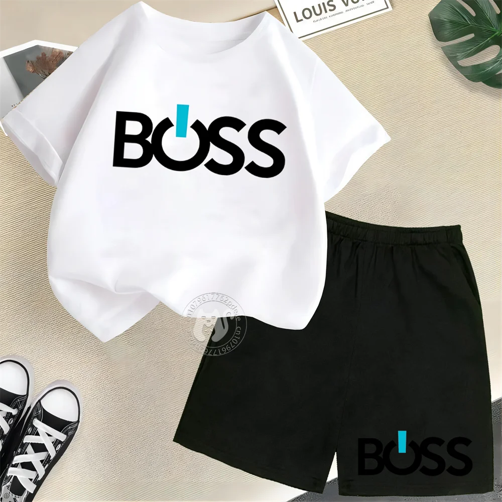 Conjunto Infantil "BOSS" Estilo Streetwear – Camiseta + Shorts | Para Meninos e Meninas de 7 a 13 Anos