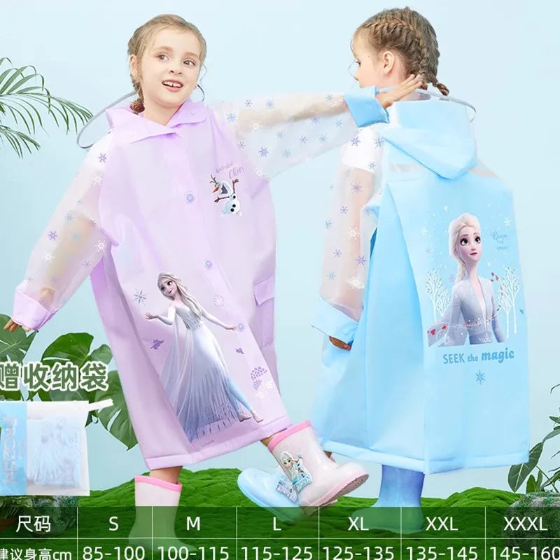 Capa de Chuva Infantil Disney – Modelos Elsa e Homem-Aranha | Impermeável com Espaço para Mochila | Unissex