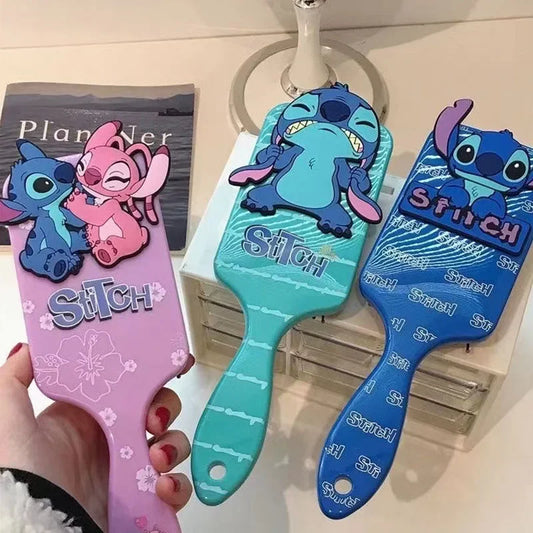 Escova de Cabelo Disney Lilo & Stitch – Modelo Massageador com Almofada de Ar | Estampa Stitch | Para Crianças e Estudantes