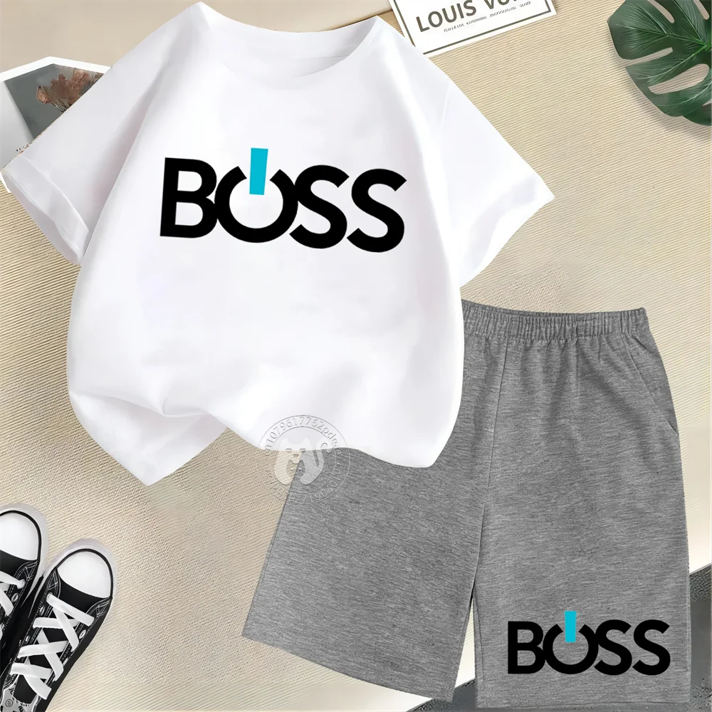 Conjunto Infantil "BOSS" Estilo Streetwear – Camiseta + Shorts | Para Meninos e Meninas de 7 a 13 Anos
