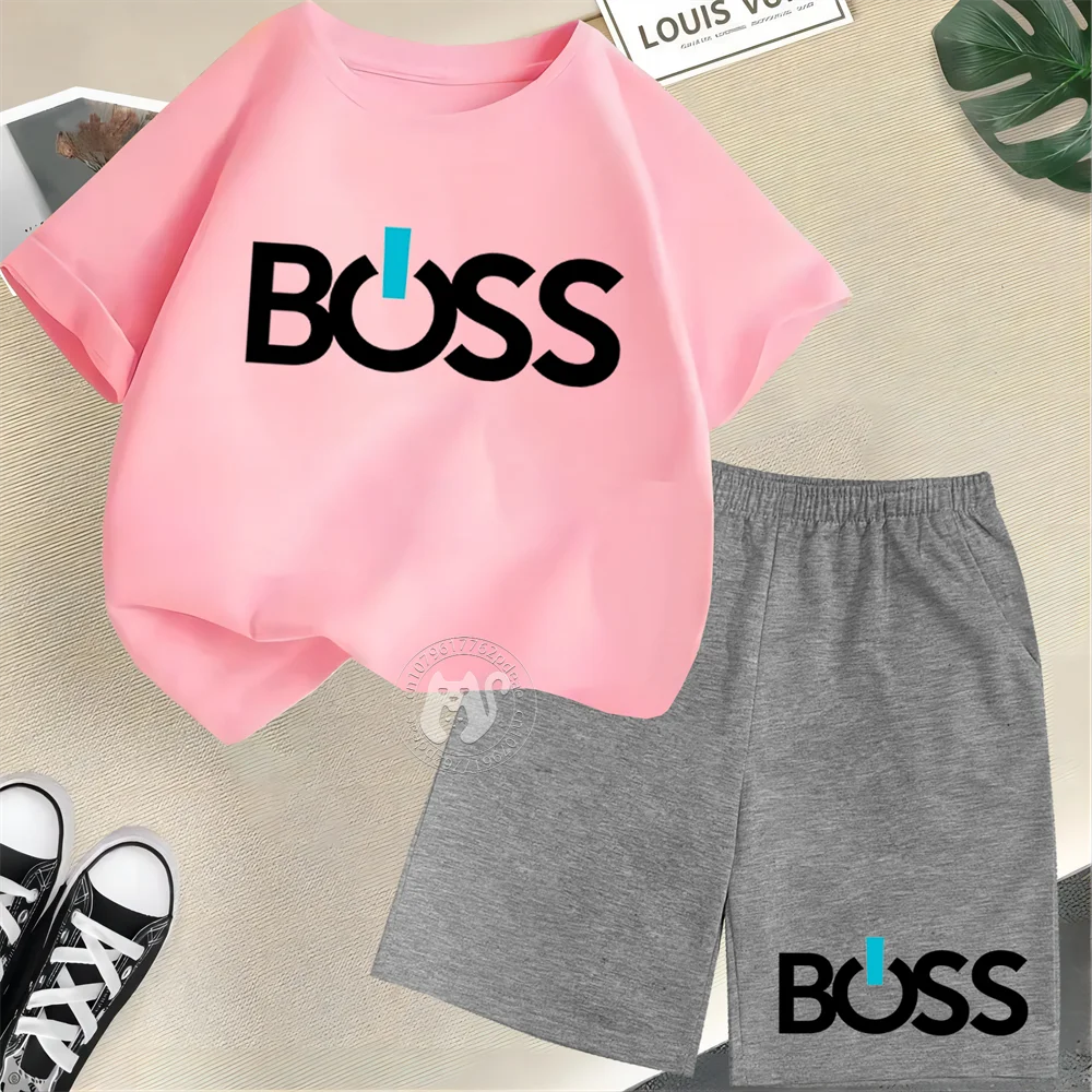 Conjunto Infantil "BOSS" Estilo Streetwear – Camiseta + Shorts | Para Meninos e Meninas de 7 a 13 Anos