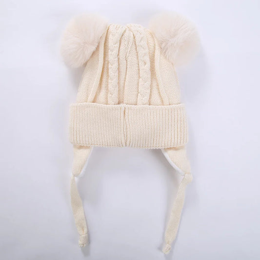 Touca Infantil de Tricô com Orelhinhas de Urso – Unissex | Forrada em Algodão | Proteção para Ouvido | 0 a 3 Anos