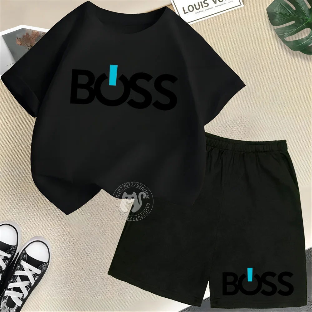 Conjunto Infantil "BOSS" Estilo Streetwear – Camiseta + Shorts | Para Meninos e Meninas de 7 a 13 Anos