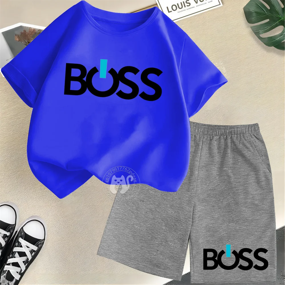 Conjunto Infantil "BOSS" Estilo Streetwear – Camiseta + Shorts | Para Meninos e Meninas de 7 a 13 Anos