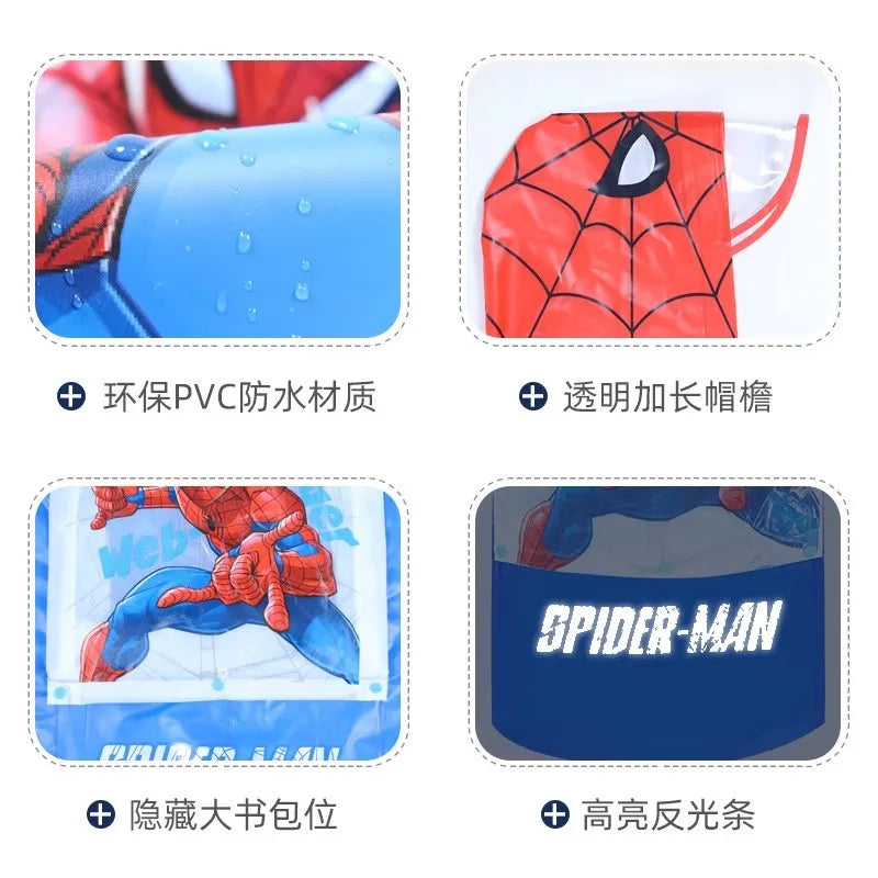Capa de Chuva Infantil Disney – Modelos Elsa e Homem-Aranha | Impermeável com Espaço para Mochila | Unissex