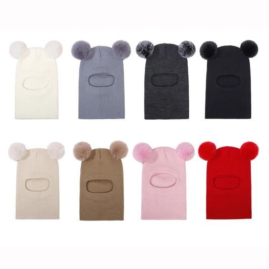 Touca Infantil com Cachecol Integrado – Modelo Tricô com Pompom | Para Meninos e Meninas de 1 a 5 Anos