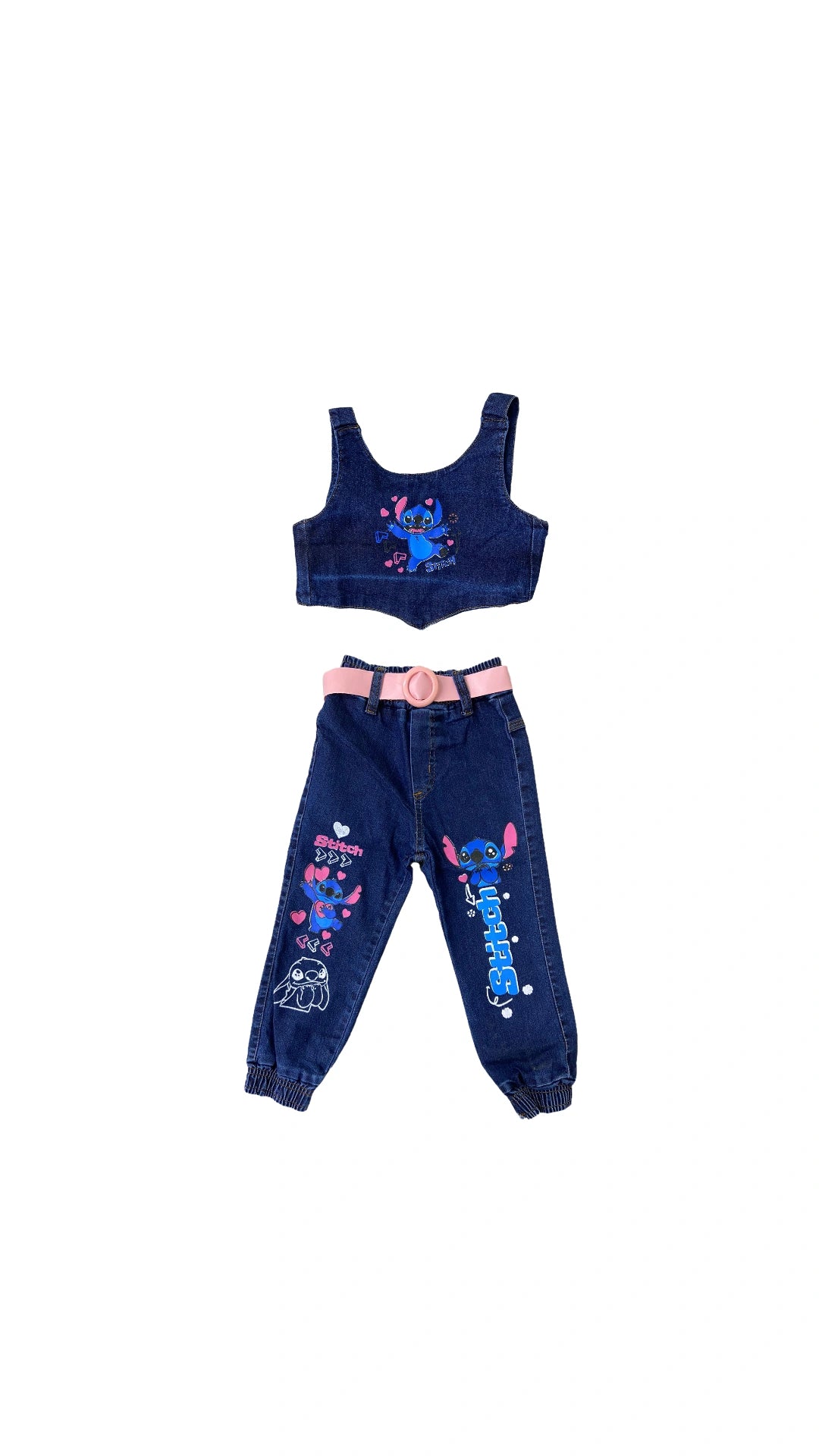 CONJUNTO JEANS PERSONAGEM STITCH - MENINA